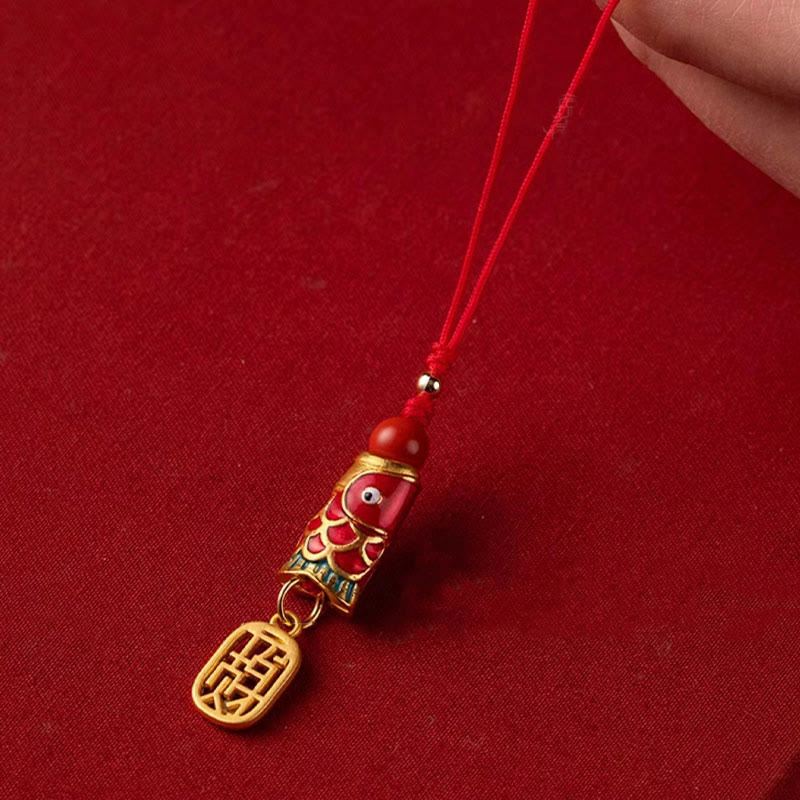 Buddha Stones, pez Koi, cinabrio que atrae la riqueza, deseo Ruyi, amuleto de suerte, decoración colgante para teléfono