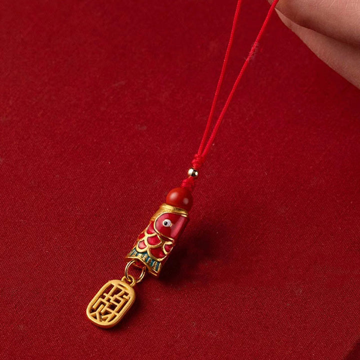 Buddha Stones, pez Koi, cinabrio que atrae la riqueza, deseo Ruyi, amuleto de suerte, decoración colgante para teléfono