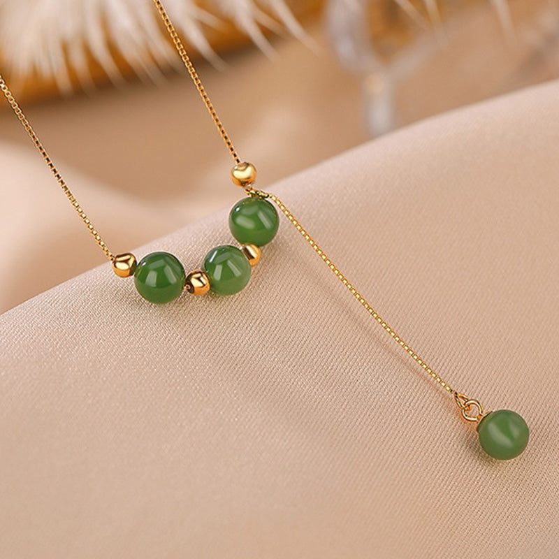 Colgante de collar curativo con cuentas de jade cian de plata de ley 925 con Buddha Stones