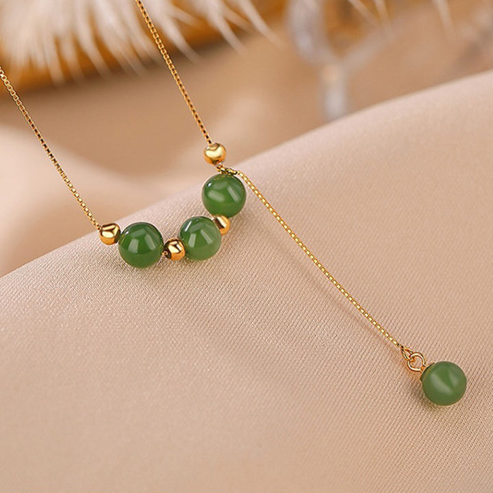 Colgante de collar curativo con cuentas de jade cian de plata de ley 925 con Buddha Stones