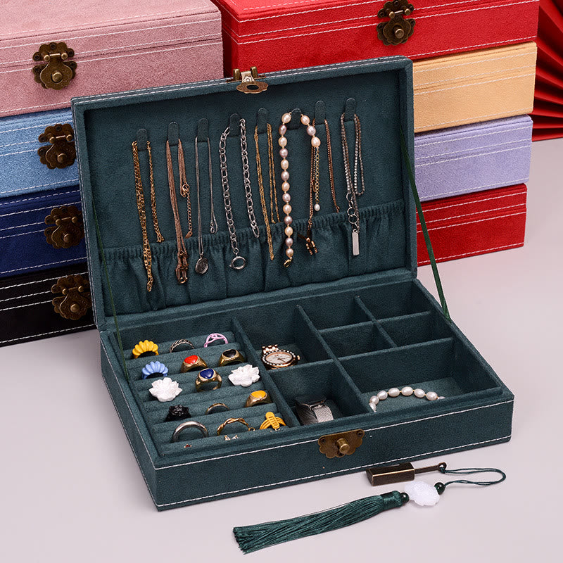 Caja organizadora de joyería de diseño Simple con Buddha Stones, caja de almacenamiento de joyería de franela de una sola capa con cerradura - image 3