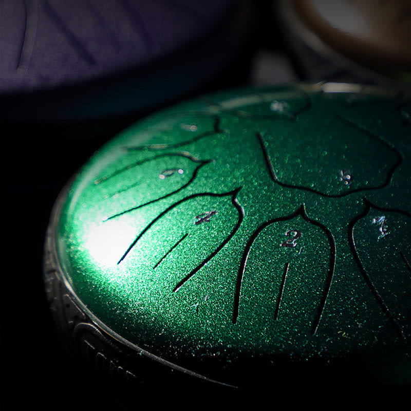 Buddha Stones Tambor de lengua de acero, sonido curativo, meditación, yoga, tambor de loto, 11 notas, 6 pulgadas
