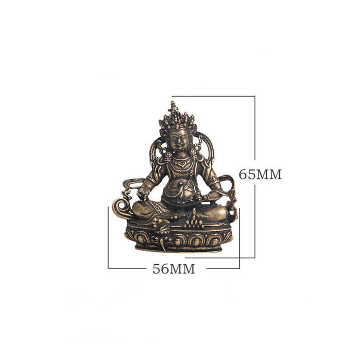 Estatuilla amarilla de Jambhala Bodhisattva, estatua de cobre de serenidad, decoración