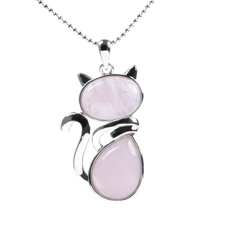 Colgante de collar de protección de cristal natural con diseño de gato de Buddha Stones - image 8