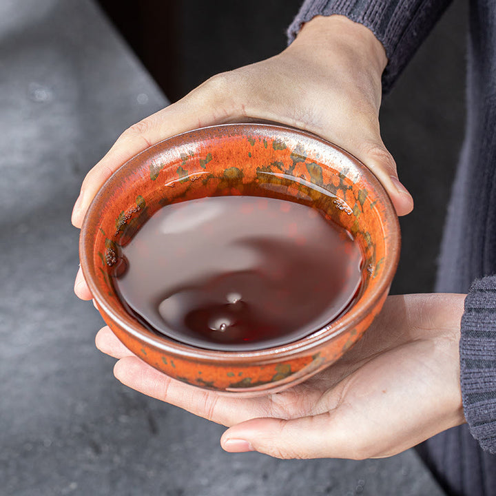Buddha Stones, patrón de flores florecientes, horno chino Jianzhan, cambio de taza de té de cerámica, tazón de taza de té Kung Fu