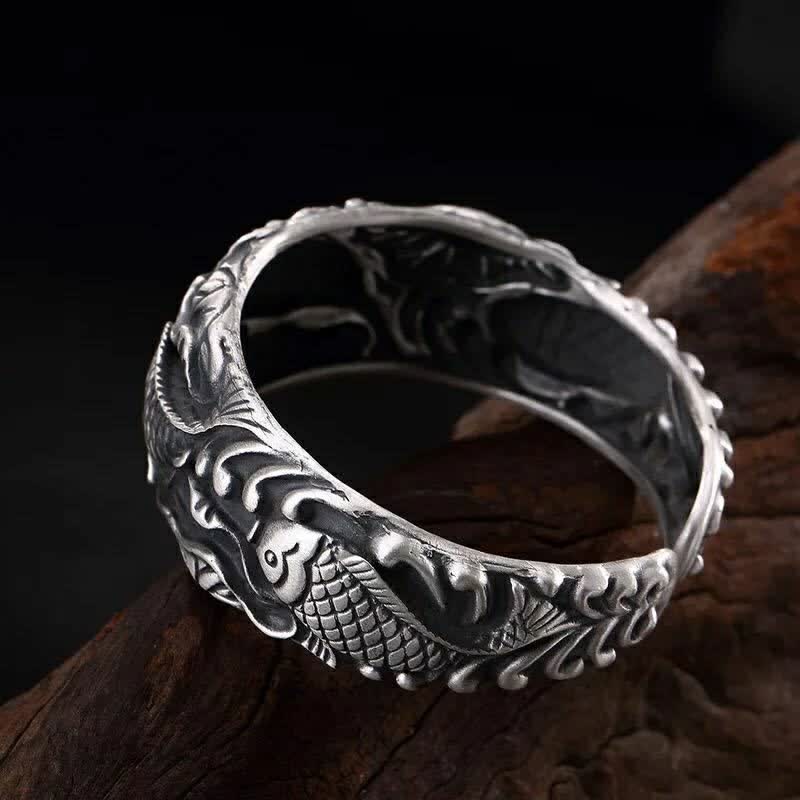 Brazalete de pulsera con Buddha Stones , pez Koi, loto, suerte y riqueza