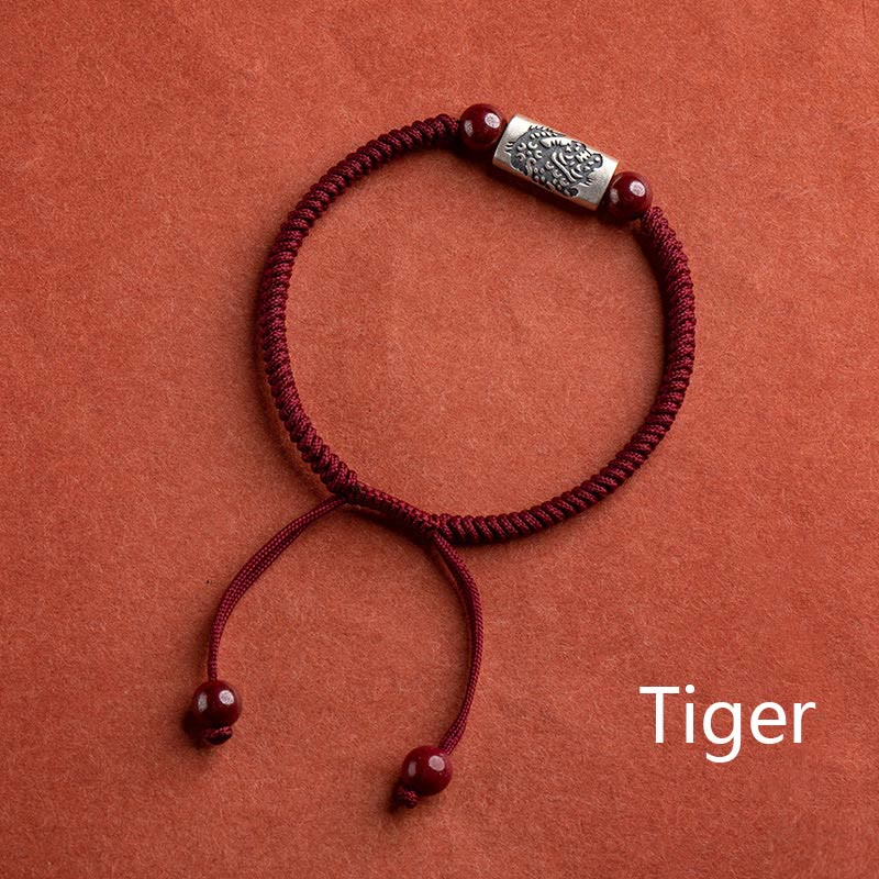 Pulsera de hilo de cinabrio del zodíaco chino de plata de ley 925 con Buddha Stones
