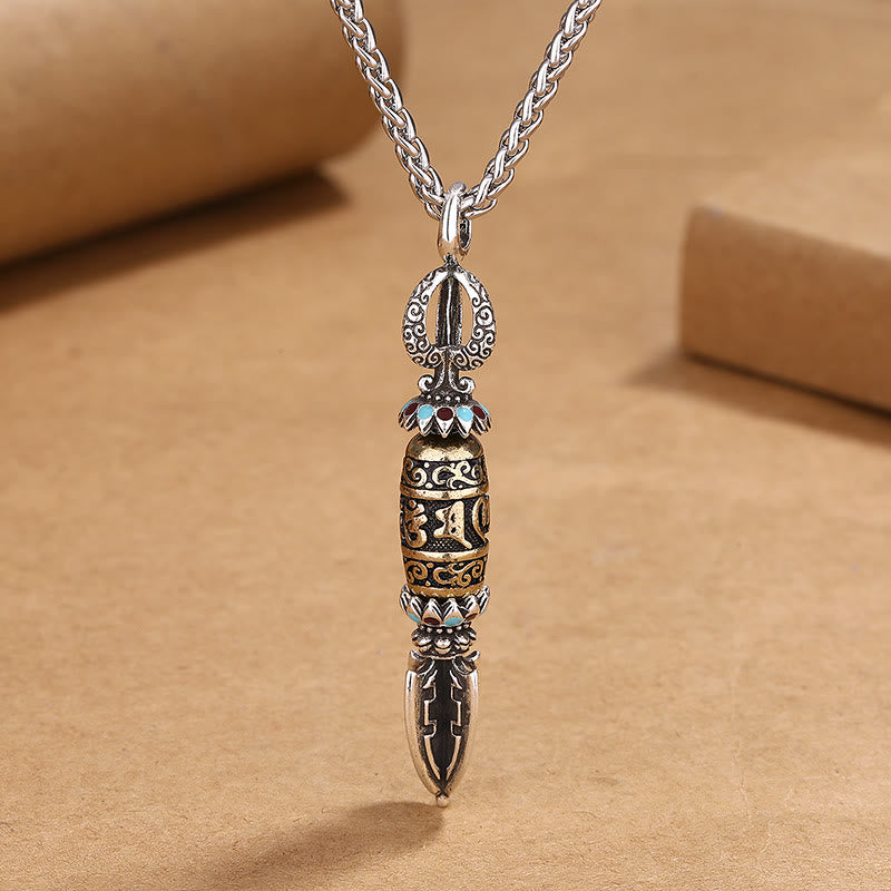 Colgante de collar giratorio con Buddha Stones , Om Mani Padme Hum tibetano, protección de la riqueza