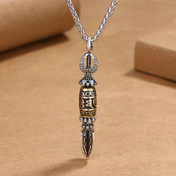 Colgante de collar giratorio con Buddha Stones , Om Mani Padme Hum tibetano, protección de la riqueza