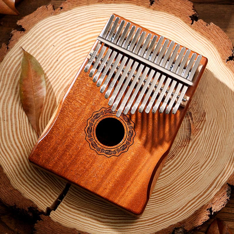 Buddha Stones Kalimba 17 teclas Piano de pulgar madera de caoba Acacia nogal Piano de dedo portátil