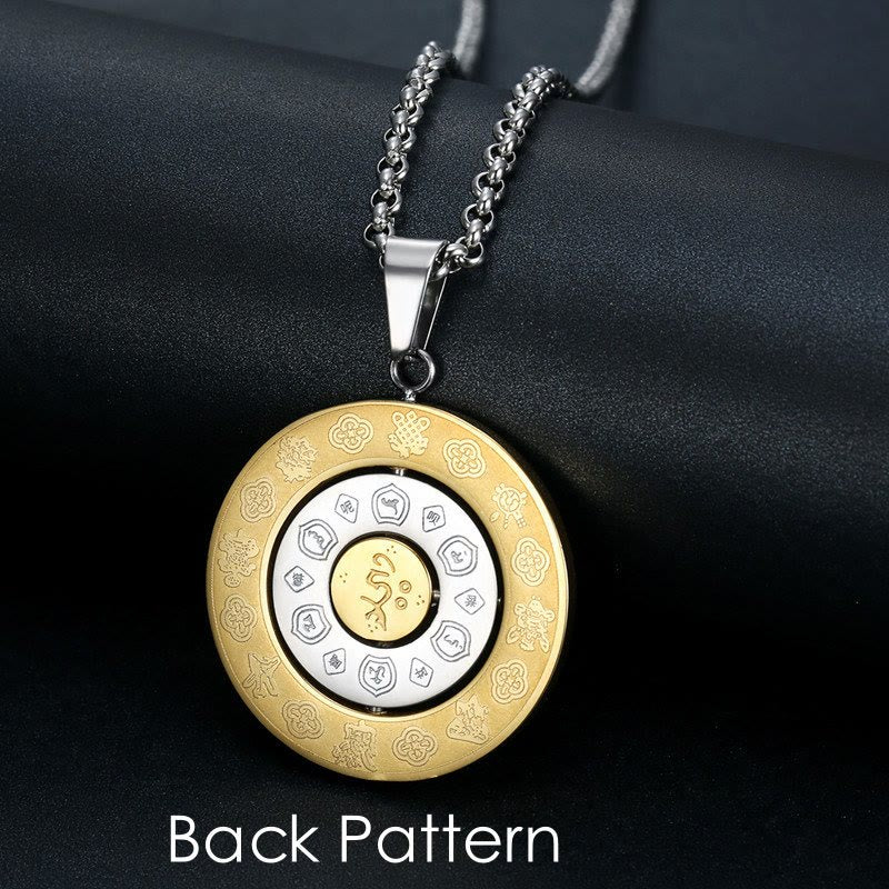 Buddha Stones Zodíaco chino Nueve palacios Ocho diagramas Bagua Amuleto Armonía Collar Colgante giratorio