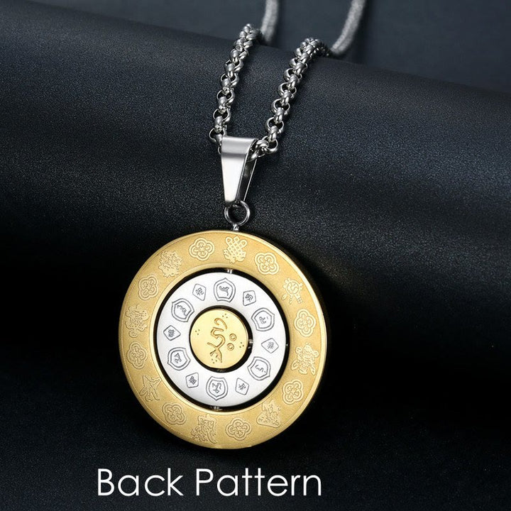 Buddha Stones Zodíaco chino Nueve palacios Ocho diagramas Bagua Amuleto Armonía Collar Colgante giratorio