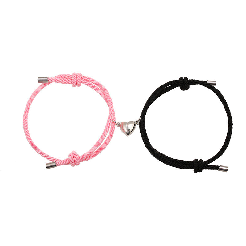 Pulsera de fuerza de cuerda de pareja magnética de amor de 2 piezas