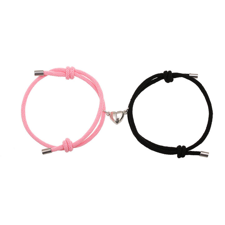 Pulsera de fuerza de cuerda de pareja magnética de amor de 2 piezas