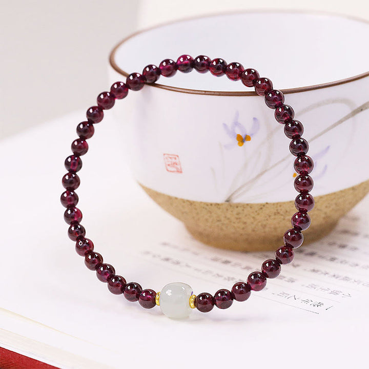 Pulsera de purificación de cuentas de jade granate natural con Buddha Stones