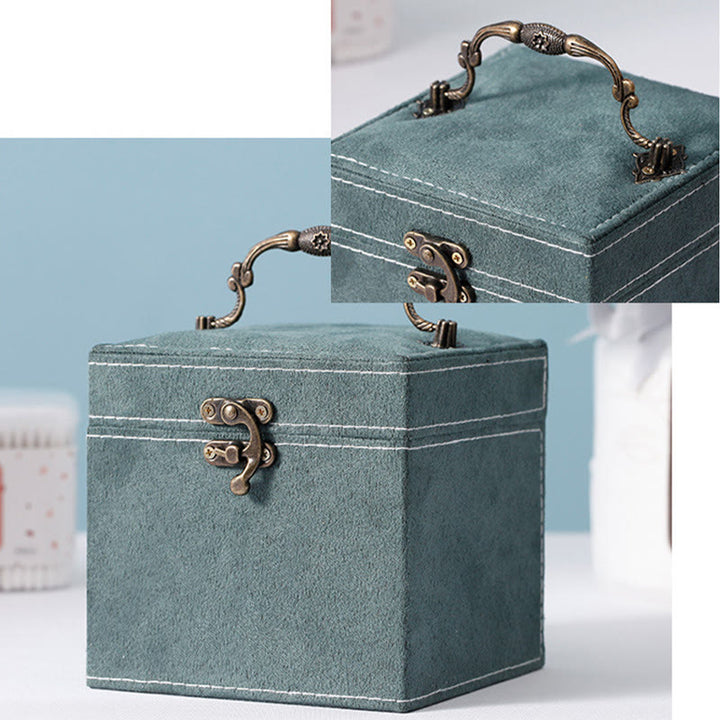 Caja organizadora de joyas con Buddha Stones, caja de almacenamiento de joyas de tres capas, caja de regalo de franela