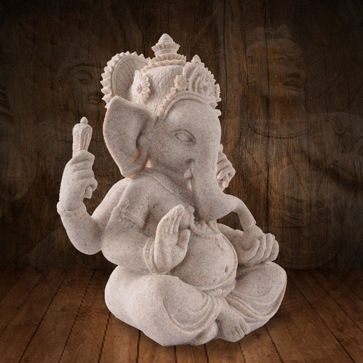 Estatua de elefante Ganesh Ganpati de Buddha Stones , bendición de riqueza, decoración del hogar
