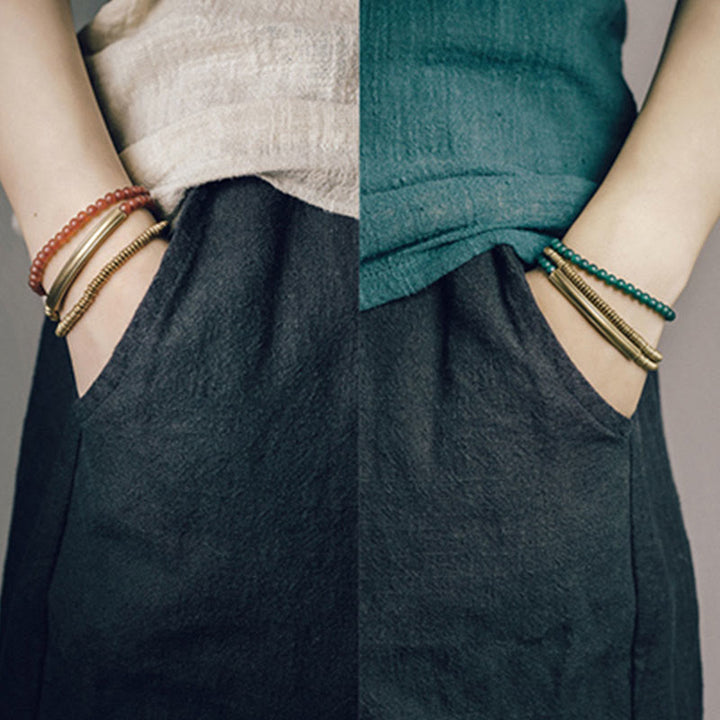 Pulsera tibetana de triple envoltura con protección de cobre y piedra de ágata