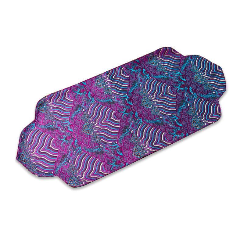 Tapete para taza con bordado de brocado de flor de ciruelo de bambú, posavasos para taza de té, Buddha Stones, ola de mar, tapete para té Kung Fu