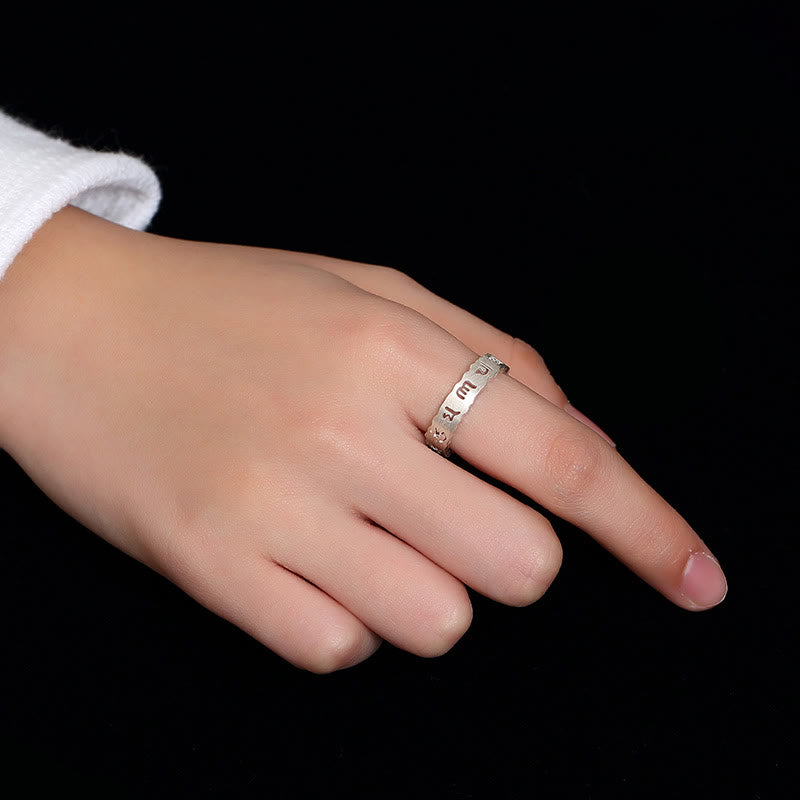 Anillo hueco de paz Om Mani Padme Hum de plata de ley 925 tibetana con Buddha Stones - image 3