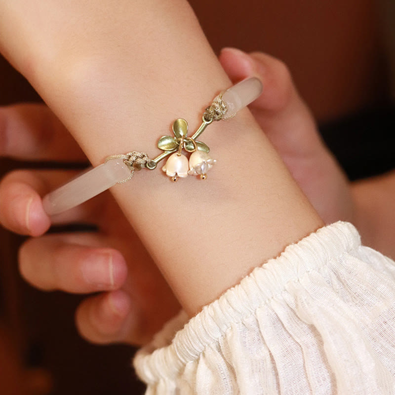 Brazalete de pulsera de fuerza de felicidad de flor de lirio de los valles