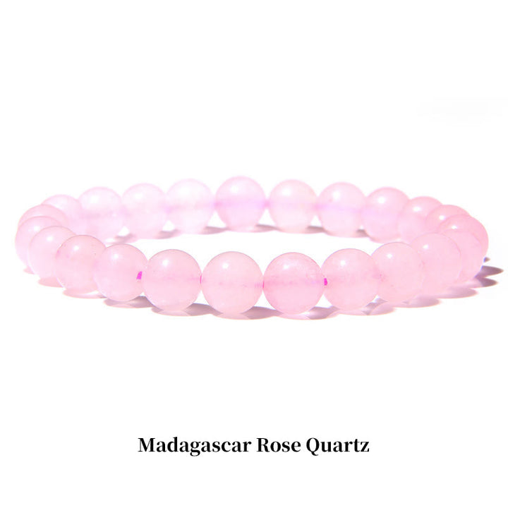 Pulsera de cuentas curativas de cuarzo con piedra natural de piedras de Buddha Stones - 8 mm - Cuarzo rosa de Madagascar - image 3