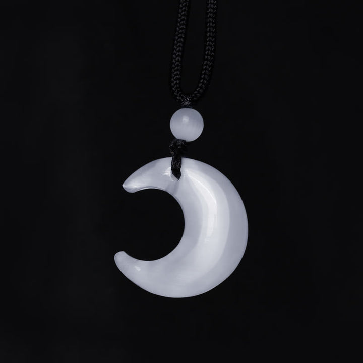 Colgante de collar de protección para pareja, colgante de cristal de selenita de obsidiana con brillo de plata Natural, Buddha Stones, luna creciente, Yin Yang - image 12
