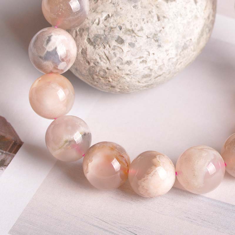Pulsera de bendición de la paz con ágata Sakura y Buddha Stones