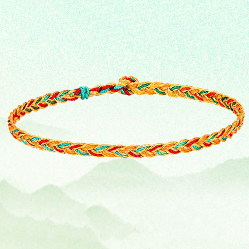 Pulsera de hilo trenzado con diseño de escamas de dragón multicolor hecha a mano con Buddha Stones