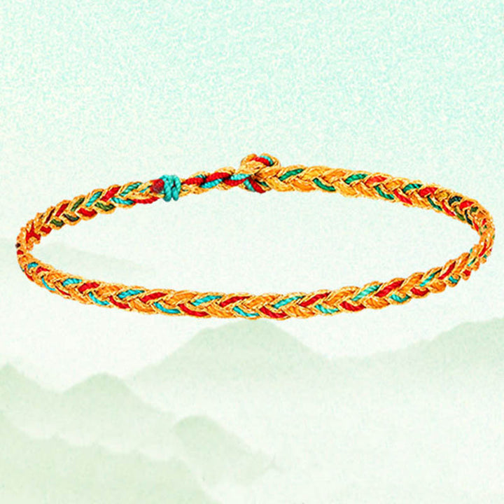 Pulsera de hilo trenzado con diseño de escamas de dragón multicolor hecha a mano con Buddha Stones
