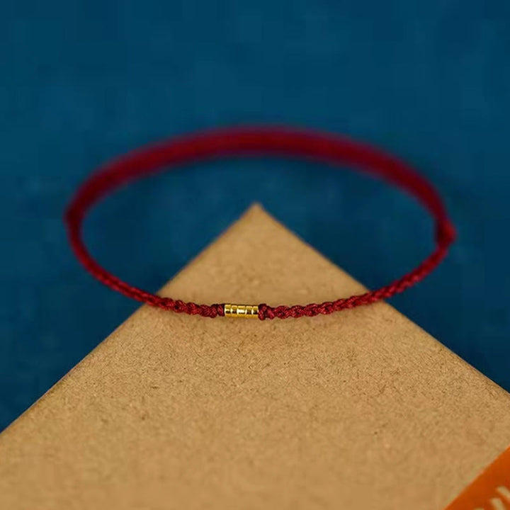 Tobillera de pulsera de hilo trenzado con cuentas doradas de la suerte de plata de ley 925 con Buddha Stones