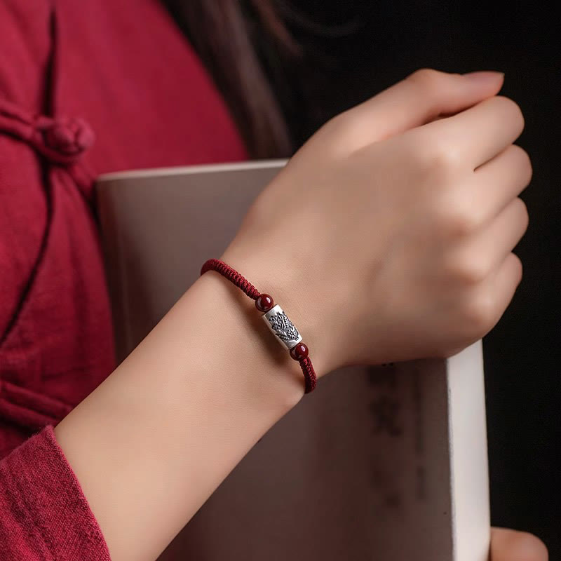 Pulsera de hilo de cinabrio del zodíaco chino de plata de ley 925 con Buddha Stones