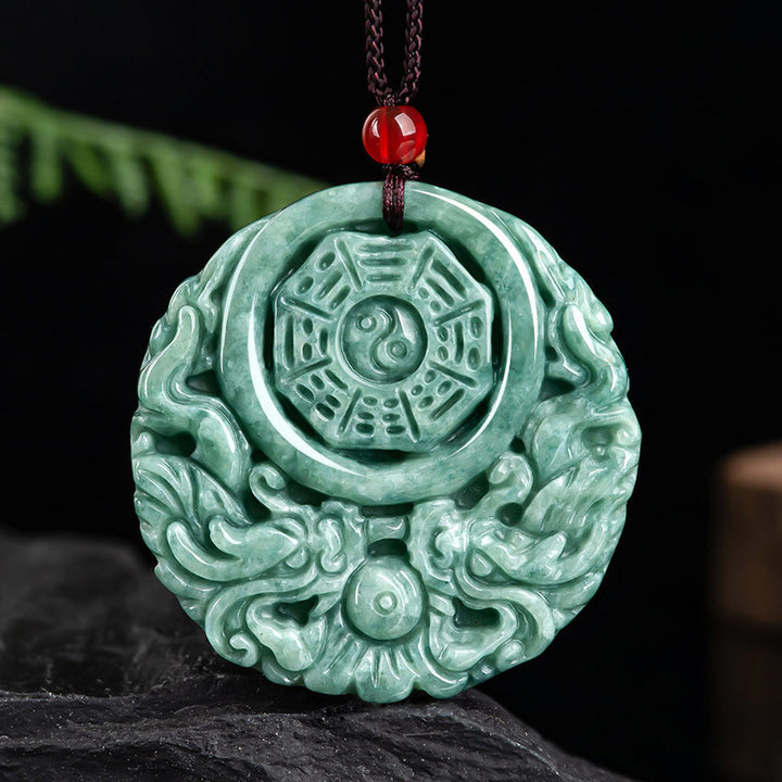 Collar con colgante de cadena con Buddha Stones, dragón, Jade, Yin Yang, equilibrio - Jade - image 1