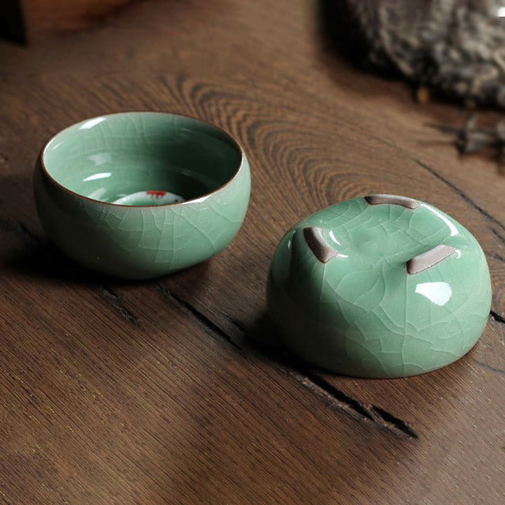 Taza de té de cerámica con forma de pez koi de colores y Buddha Stones - image 26