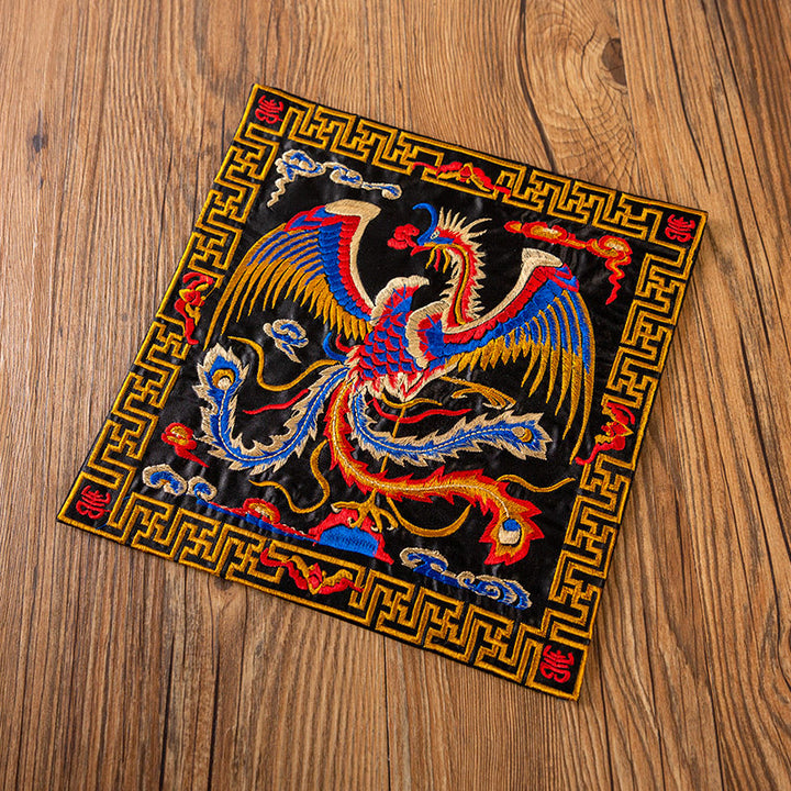 Alfombrilla para taza bordada con Buddha Stones , dragón Fénix, Kirin, posavasos para taza de té, tapete para té Kung Fu