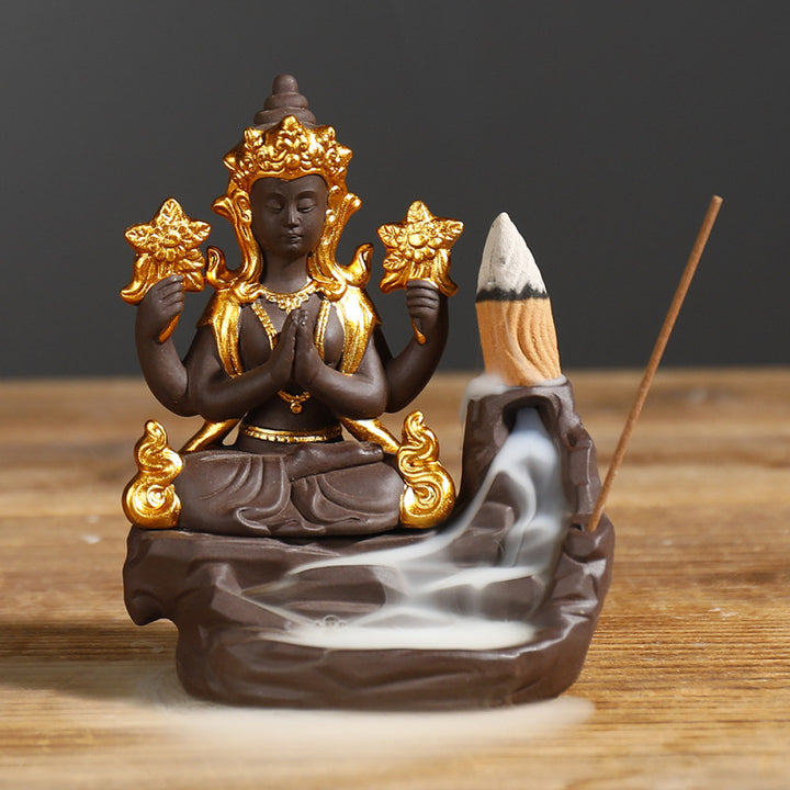Quemador de incienso curativo de Buda tibetano con Buddha Stones , decoración