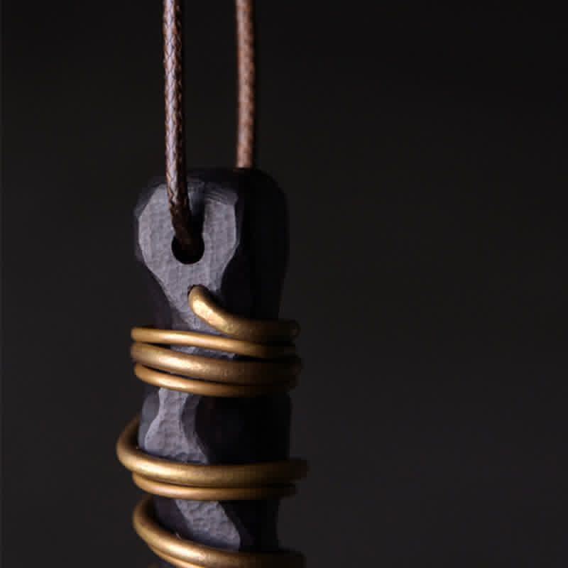 Colgante de collar de paz con Buddha Stones , madera de ébano del Tíbet, equilibrio de cobre - image 5