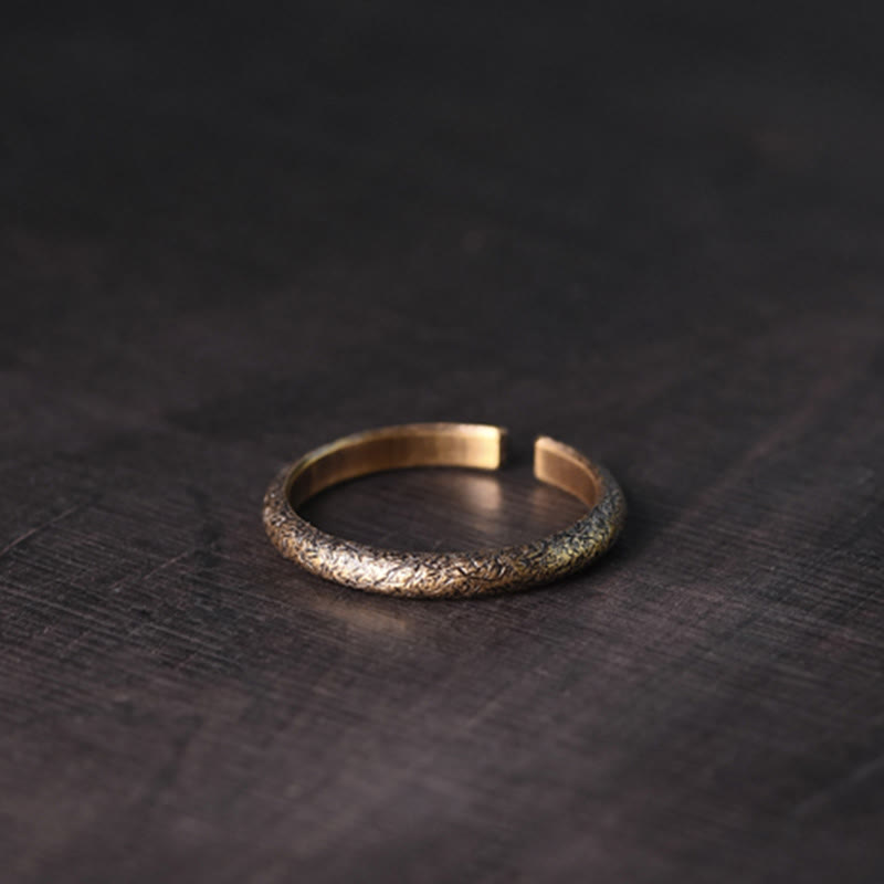 Anillo de pareja de suerte de cobre con diseño de textura vintage tibetano