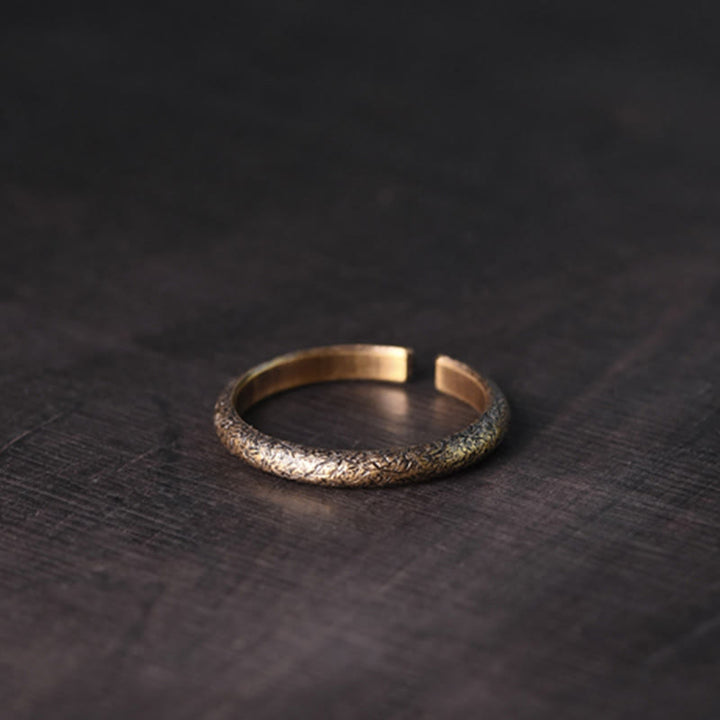 Anillo de pareja de suerte de cobre con diseño de textura vintage tibetano