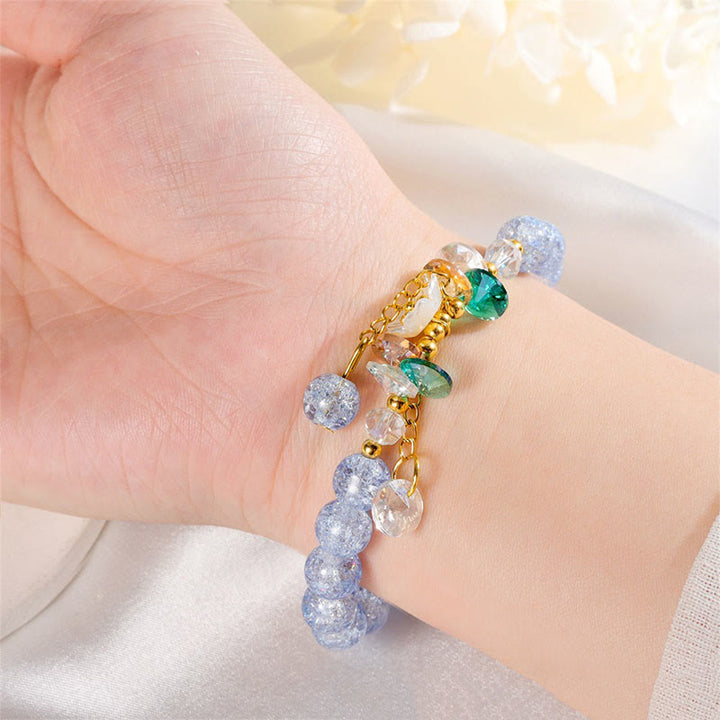 Pulsera de cuentas de cristal con dije de flor de diseño simple con Buddha Stones
