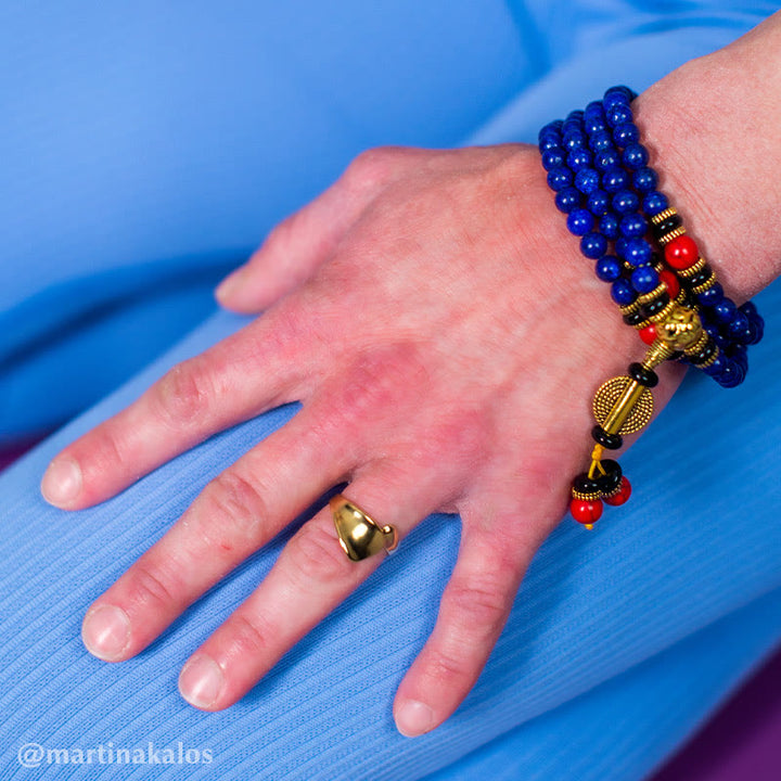 Pulsera Positiva de Lapislázuli Mala Tibetano con Buddha Stones