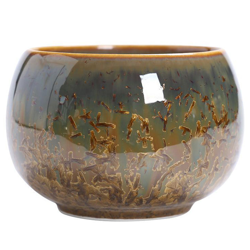 Taza de té de cerámica marrón colorida con Buddha Stones, tazón de té de Kung Fu