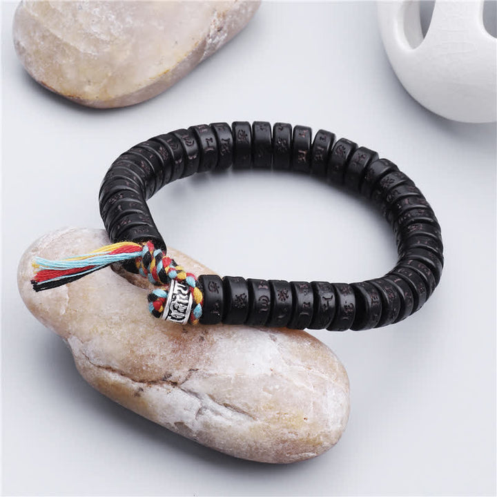 Buddha Stones cuentas de concha de coco tibetanas grabadas Om Mani Padme Hum Mantra pulsera de felicidad - image 1