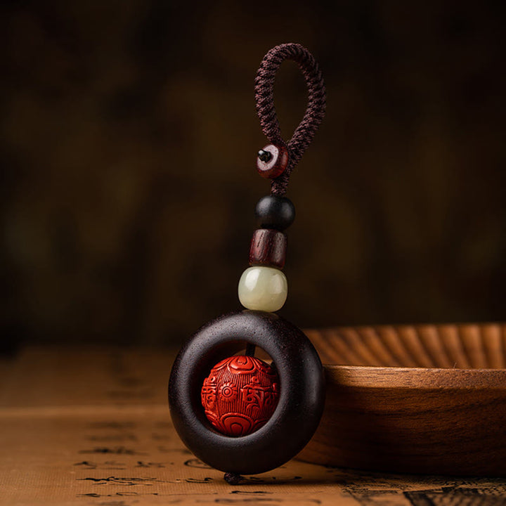 Buddha Stones Tíbet Om Mani Padme Hum PiXiu moneda de cobre hoja pequeña sándalo rojo cinabrio protección llavero