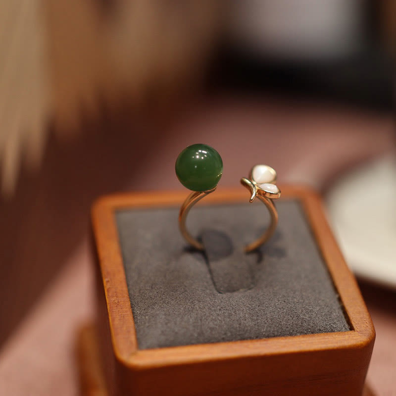 Buddha Stones, mariposa Natural, piedra Tridacna, Jade cian, chapado en cobre, collar tranquilo, colgante, anillo, pendientes
