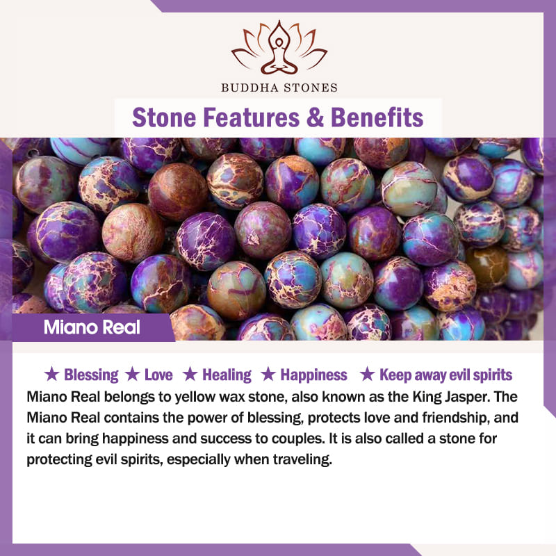 Buddha Stones Natural Púrpura Miano Piedra Real Lotus Mala