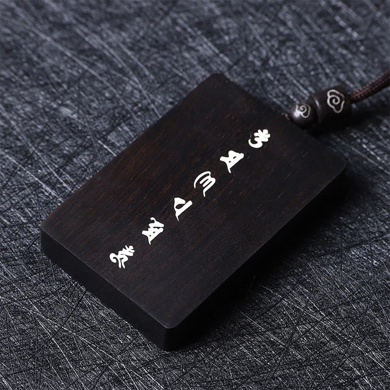 Buddha Stones de plata de ley 999, colgante de collar de protección con incrustaciones de madera de ébano de sándalo rojo y hoja pequeña Om Mani Padme Hum - image 16