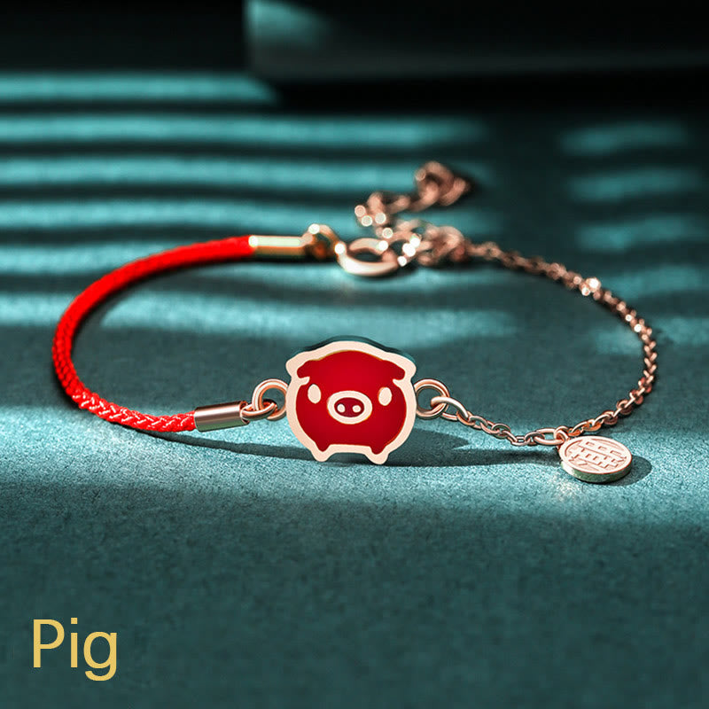Pulsera de cadena de hilo rojo con Buddha Stones , Plata de Ley 925, que cambia de color, protección de la suerte del zodiaco chino - Cerdo (circunferencia de muñeca 14-15 cm) - image 25