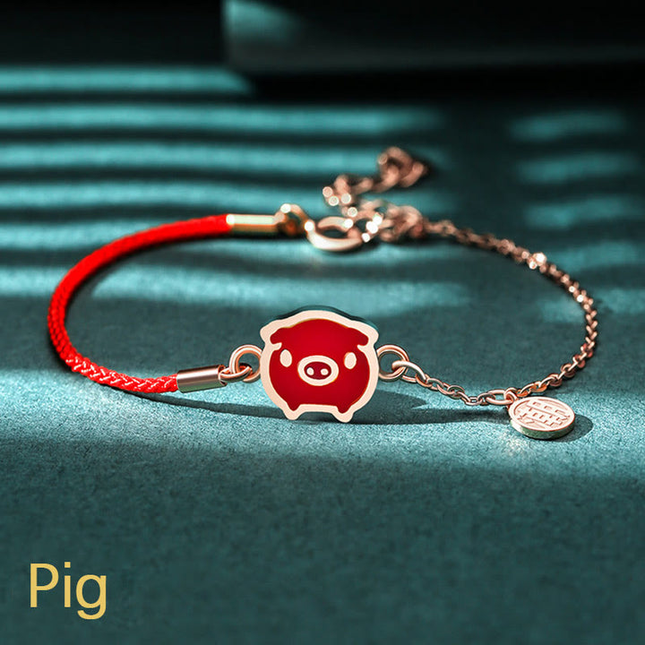 Pulsera de cadena de hilo rojo con Buddha Stones , Plata de Ley 925, que cambia de color, protección de la suerte del zodiaco chino - Cerdo (circunferencia de muñeca 14-15 cm) - image 25