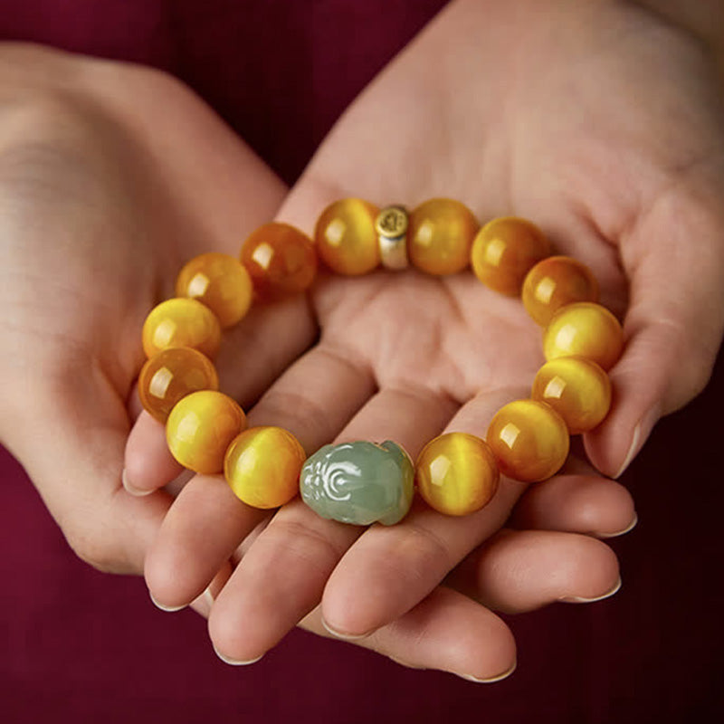 Pulsera de protección de jade Pixiu, ojo de tigre, Buda natal del zodiaco chino